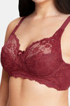 Amante Double Layered Non Wired Full Coverage Lace Bra Bra - Port Wine — thumbnail 4